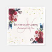 Waterverf Bloemen Bourgondische Wijnkrans Bruiloft Servet (Voorkant)