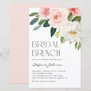 Waterverf Bloemen Bridal Brunch Uitnodiging