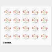 Waterverf Bloemen BRIDAL Tea Party Envelopzegel Vierkante Sticker (Vel)