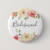 waterverf bloemen bridesmaïde ronde button 5,7 cm (Voorkant)