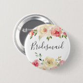waterverf bloemen bridesmaïde ronde button 5,7 cm (Voorkant /achterkant)