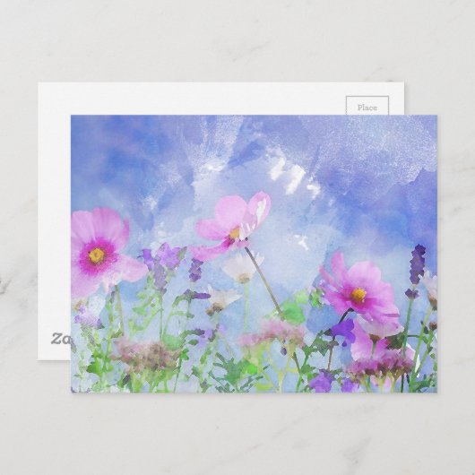 Waterverf bloemen briefkaart (Voorkant / Achterkant)