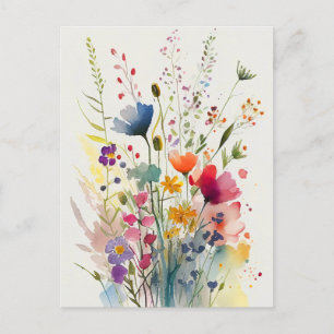 Waterverf Bloemen Briefkaart