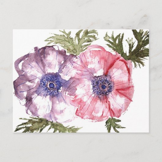 Waterverf bloemen briefkaart (Voorkant)