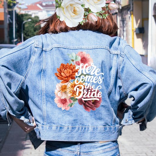 Waterverf Bloemen Bruid Chique bloemen Denim Jacket
