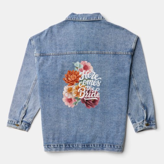 Waterverf Bloemen Bruid Chique bloemen Denim Jacket (Achterkant)