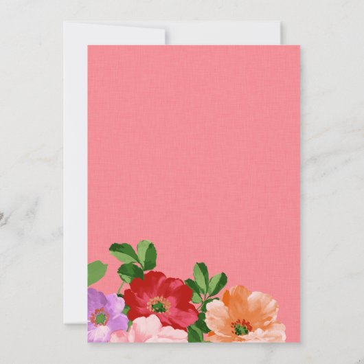 Waterverf Bloemen Bruids Douche Uitnodiging, Rozen Kaart (Achterkant)