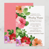 Waterverf Bloemen Bruids Douche Uitnodiging, Rozen Kaart (Voorkant / Achterkant)
