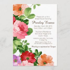 Waterverf Bloemen Bruids Douche Uitnodiging, Rozen Kaart
