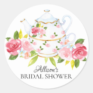 Waterverf  Bloemen Bruids Tea Party Sticker