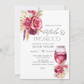 Waterverf Bloemen Bruidsdiner Petals & Prosecco Kaart (Voorkant)