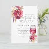 Waterverf Bloemen Bruidsdiner Petals & Prosecco Kaart (Staand voorkant)
