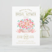 Waterverf Bloemen Bruidsdouche Invitation ID302 Kaart (Staand voorkant)
