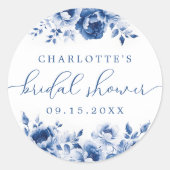 Waterverf Bloemen Bruidsdouche Ronde Sticker (Voorkant)