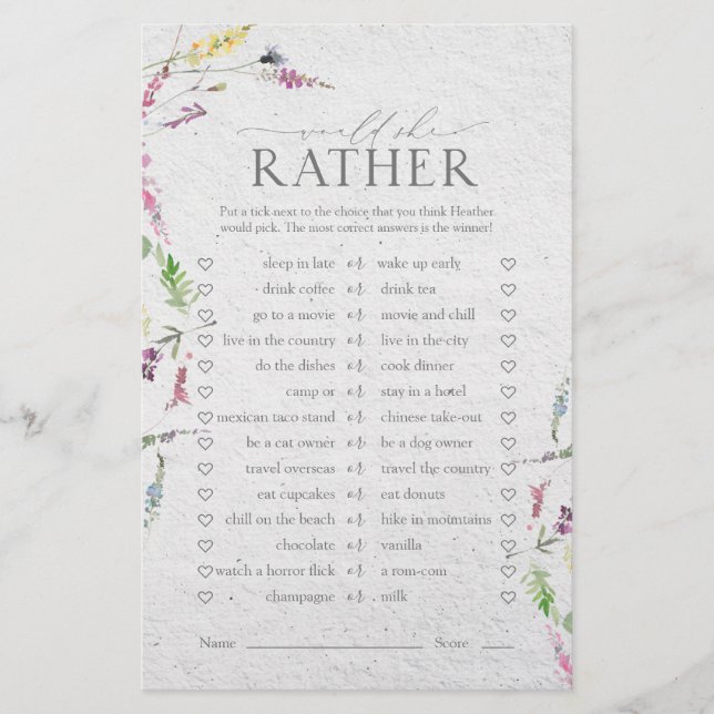 Waterverf Bloemen Bruidsdouche Spel Wilde Bloemen (Voorkant)