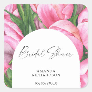 Waterverf bloemen - bruidsdouche vierkante sticker