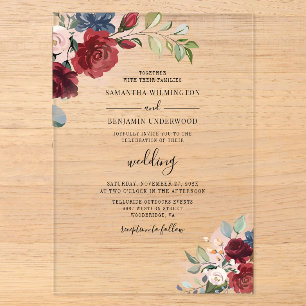 Waterverf Bloemen Bruiloft Acryl Uitnodigingen