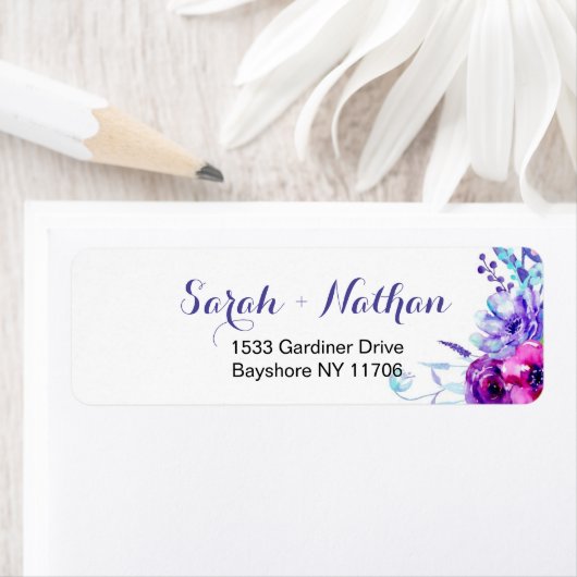 Waterverf Bloemen Bruiloft Adresetiketten Etiket (Insitu)