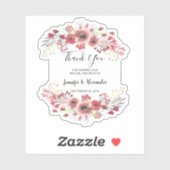 Waterverf bloemen bruiloft dank u aangepaste snit sticker (Vel)