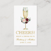 Waterverf Bloemen Bruiloft Drink Ticket Kaart (Voorkant)