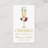 Waterverf Bloemen Bruiloft Drink Ticket Kaart (Voorkant)