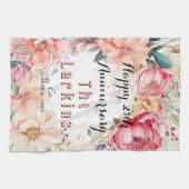 Waterverf Bloemen Bruiloft Jubileum Gepersonalisee Theedoek (Horizontaal)