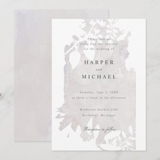 waterverf bloemen bruiloft kaart (Voorkant / Achterkant)