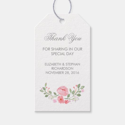 Waterverf Bloemen Bruiloft Labels Cadeaulabel (Voorkant)