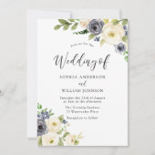 Waterverf bloemen bruiloft marineslag kaart (Voorkant)