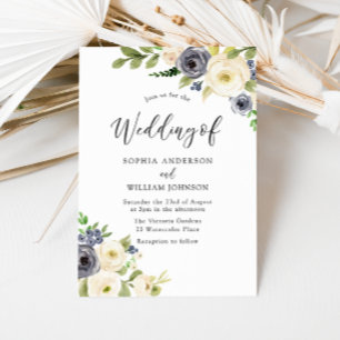 Waterverf bloemen bruiloft marineslag kaart