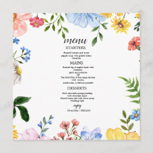 Waterverf Bloemen Bruiloft Menu