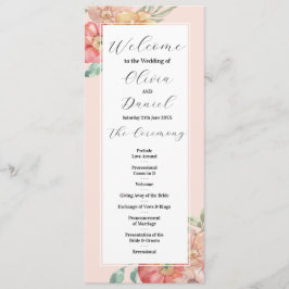Waterverf Bloemen Bruiloft Menu Ceremonie Details