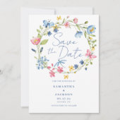 Waterverf Bloemen Bruiloft Plat Save The Date Kaar (Voorkant)