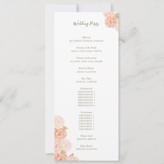 WATERVERF BLOEMEN BRUILOFT PROGRAMMA (Achterkant)