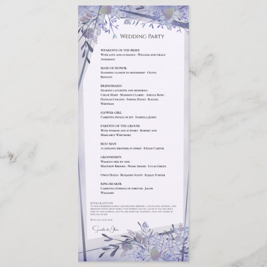  WATERVERF BLOEMEN BRUILOFT PROGRAMMA PROGRAMMAKAART (Achterkant)