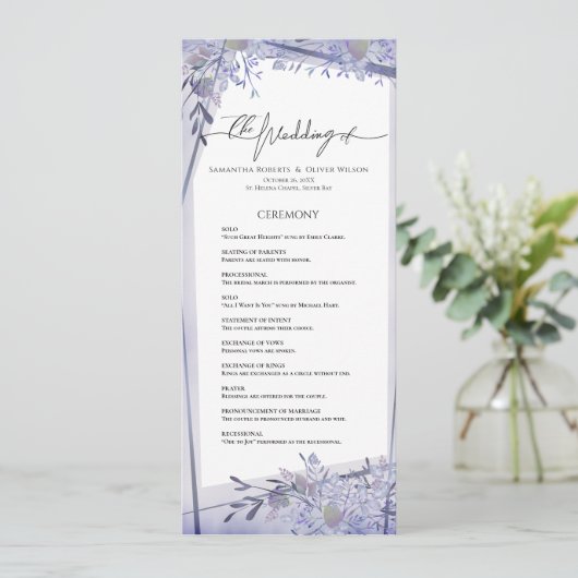  WATERVERF BLOEMEN BRUILOFT PROGRAMMA PROGRAMMAKAART (Staand voorkant)