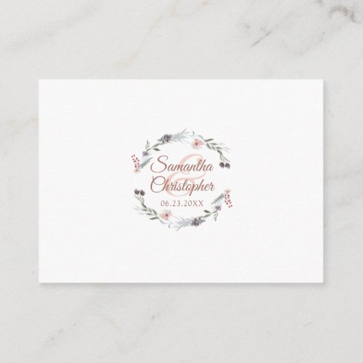 Waterverf Bloemen Bruiloft Receptie Details Informatiekaartje (Achterkant)