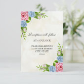 Waterverf Bloemen Bruiloft Receptie Kaart (Staand voorkant)