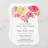 Waterverf Bloemen bruiloft repetitie diner Kaart (Voorkant / Achterkant)