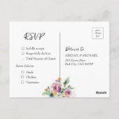 Waterverf Bloemen Bruiloft RSVP Briefkaart (Achterkant)