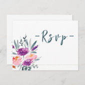 Waterverf Bloemen Bruiloft RSVP Briefkaarten (Voorkant / Achterkant)