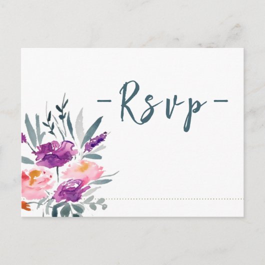 Waterverf Bloemen Bruiloft RSVP Briefkaarten (Voorkant)