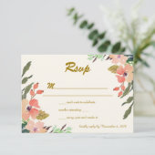 Waterverf Bloemen Bruiloft RSVP Kaart (Staand voorkant)