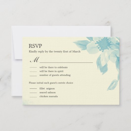 Waterverf Bloemen Bruiloft RSVP Kaart (Voorkant)