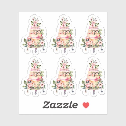 Waterverf Bloemen Bruiloft Taart Bakkerij Planner Sticker (Vel)