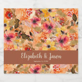 Waterverf bloemen bruiloft Terracotta Sparkling Wijnetiket (Enkel label)