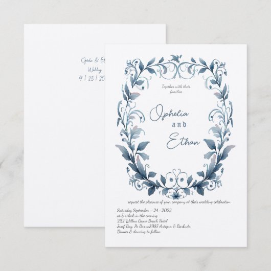  Waterverf Bloemen bruiloft uitnodiging (Voorkant / Achterkant)