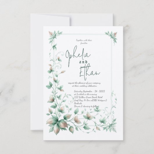  Waterverf Bloemen bruiloft uitnodiging (Voorkant)