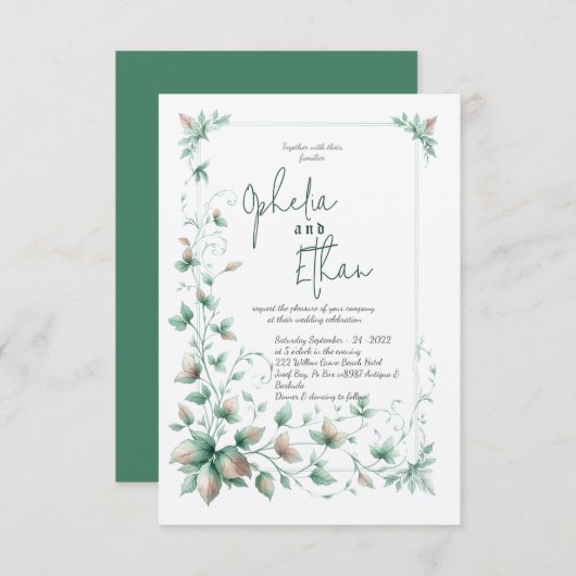  Waterverf Bloemen bruiloft uitnodiging (Voorkant / Achterkant)