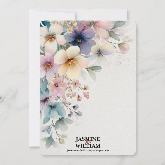 🎨 Waterverf Bloemen bruiloft uitnodiging 💐💍 (Achterkant)